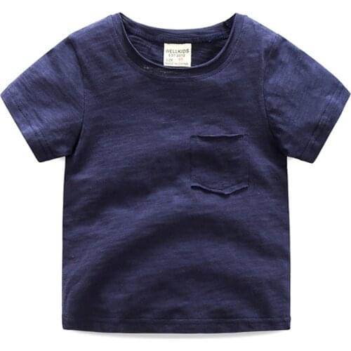 Summer boys t-shirts pure cotton soft children t shirt short sleeve o-neck casual style solid color kids clothes tees BC021