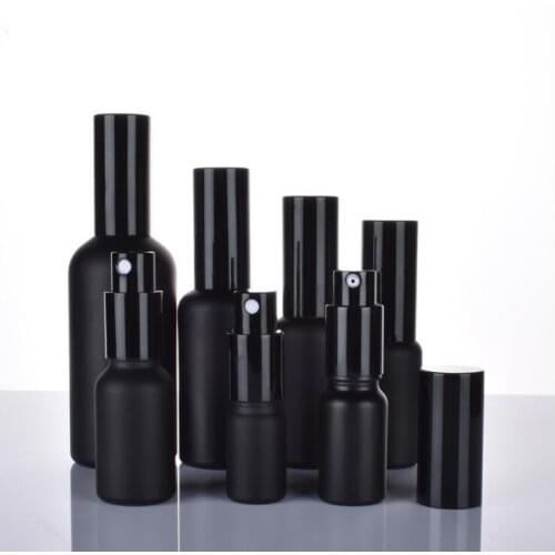 Matte black spray bottle 30ml/50ml/100ml Plastic Mini Refillable Container Empty Cosmetic Containers