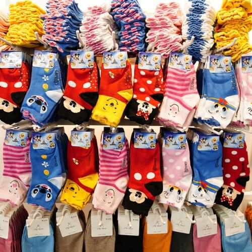 Disney cartoon cute baby socks mickey/minnie/pig cartoon printed cotton socks 3-10 years old children autumn winter socks