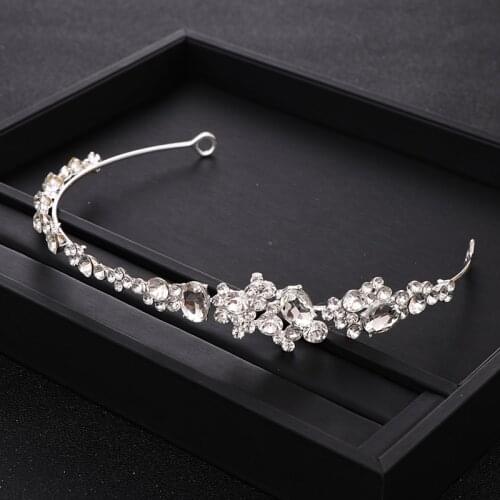 Trendy Silver color Baroque Rhinestone Crystal Headband tiara Bridal Headpiece Women Hairband Bridal Wedding Hair Jewelry