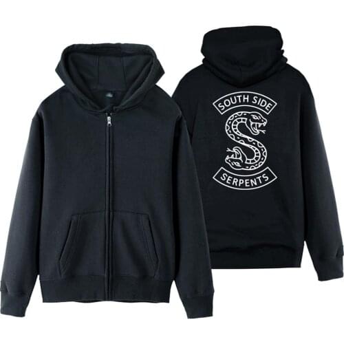 Man Boy Coat Full Zip Hoodie Fleece Jughead Jones Southside Serpents Riverdale Snake Hooded Jacket Autumn Winter ZIIART