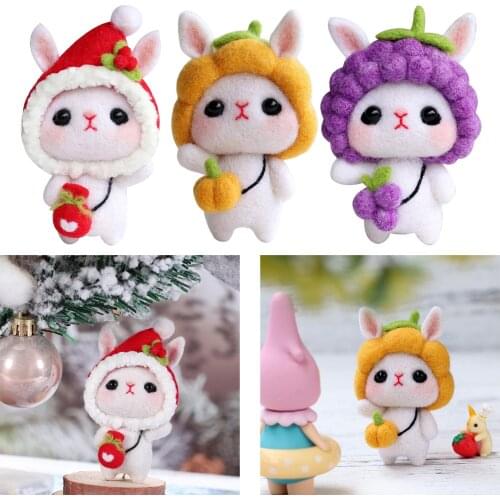 Animal Rabbit Wool Needle Felting Kit DIY Needlefelted Kit for Beginners Adults