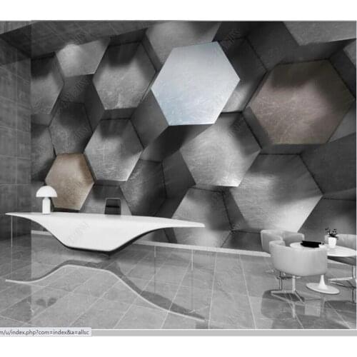 Papel de parede Hexagon 3d stereo gray geometric modern 3d wallpaper,living room tv wall bedroom home decor KTV bar mural