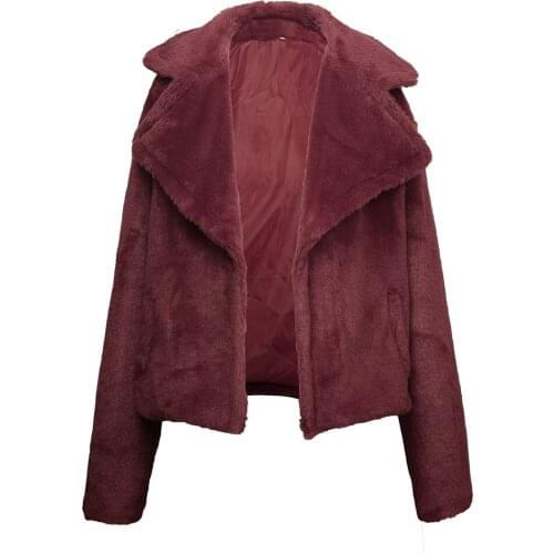 Faux Fur Coat Plus Size Thick Fleece Jacket Winter Coat Women Pockets Casual Teddy Coat Autumn Plush Outwear Overcoat