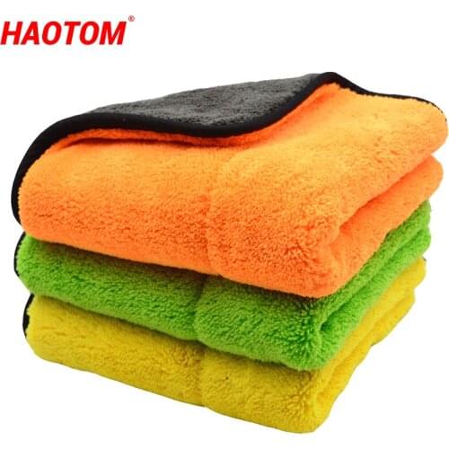 HAOTOM 800GSM 45cmx38cm Super Thick Plush Microfiber Car Cleaning Cloths Car Care Microfibre Wax Polishing Detailing Towels Soft