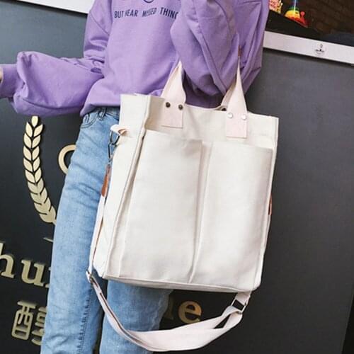 Casual Canvas Tote Shopper Bags for Women Simple Fabric Shoulder Bag Handbag 2021 Large Capacity Crossbody Bags Purses Clutch