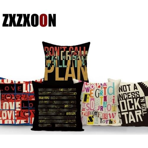 Letter Rock Start Colorful Pillows Case Cover Polyester Sofa Home Decoration Cushion Cover Pillowcase for Living Room
