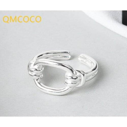 QMCOCO 2021 New 925 Silver Opening Adjustable Ring Women Fashion Personality INS Simple Party Ring Jewelry Accessories
