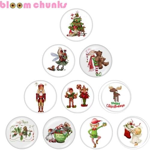 Christmas Cartoon girl 12mm/18mm/20mm/25mm Round glass cabochon flat back Making snap button B6216