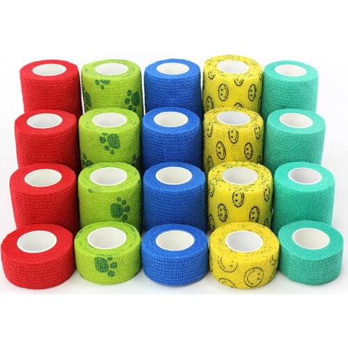 12pcs 2.5-15cm Self-adhesive Bandage Pet Elastic Cohesive Bandage Muscle Tape Medical Therapy Finger Joints Wrap First Aid Kit