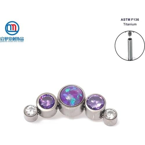 Best Selling Titanium Internally Threaded Labret Ring with Purple Cluster Threaded Ends