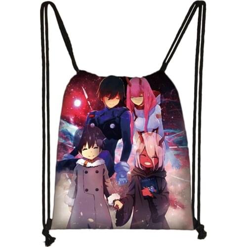 Anime Darling In The FranXX Drawstring Bag Boy Girl Storage Bags Zero Two Teenager Casual Backpack Kids Bookbag Beach Bags