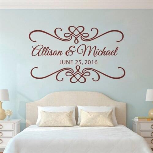 Wedding Dance Floor Vinyl Sticker Custom Names Date Wall Poster Engagement Party Decoration Lovers Gift Vinyl Wall Art AZ190