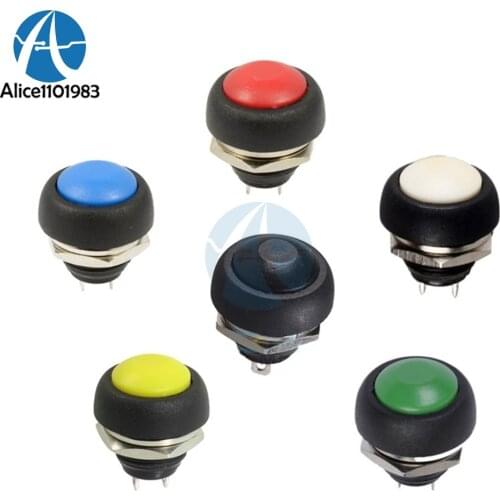 12mm PBS-33B Waterproof Momentary ON OFF Push Button Swithch Mini Round Switch VE058 White Black Green Red Yellow Blue Color