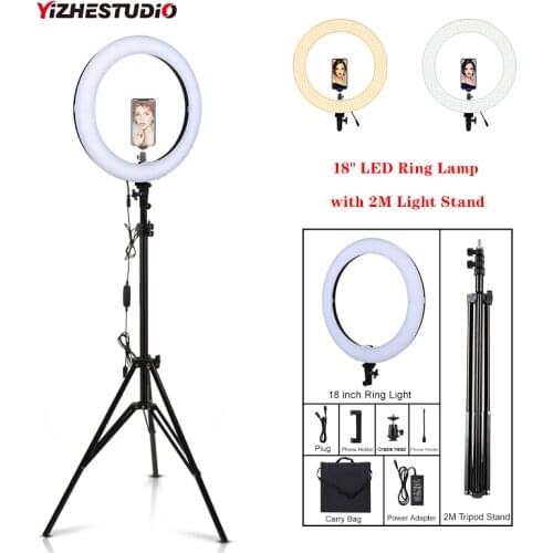 Yizhestudio Dimmable Ring Light with 2M tripod Selfie Ring Light 25/45 cm Annular tube photographic lighting For Live Studio