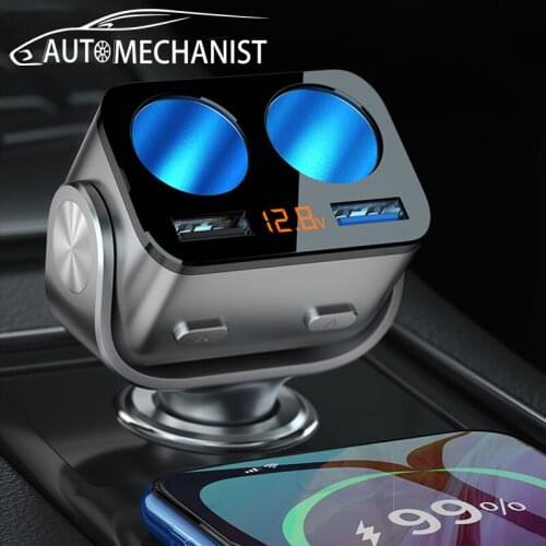 USB Car Fast Charger QC 3.0 Car Cigarette Lighter Charges 12V 2-Port Auto Phone Charging Adapter 25W For All Types Mobile Phone