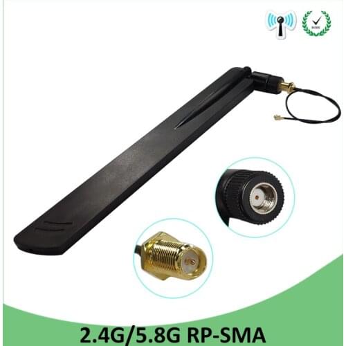 10pcs 2.4GHz 5GHz 5.8Ghz Antenna 8dBi RP-SMA Connector Dual Band 2.4G 5G 5.8G wifi Antena aerial SMA female + 21cm Pigtal cable