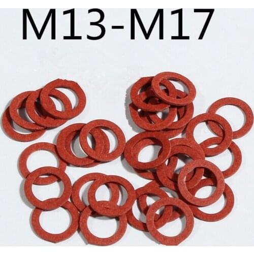 100pcs Steel Flat Pad Insulation Washers Red Paper gasket M13/M14/M15/M16/M17/18/M19 insulation washer Thickness 0.5/0.7/0.8mm