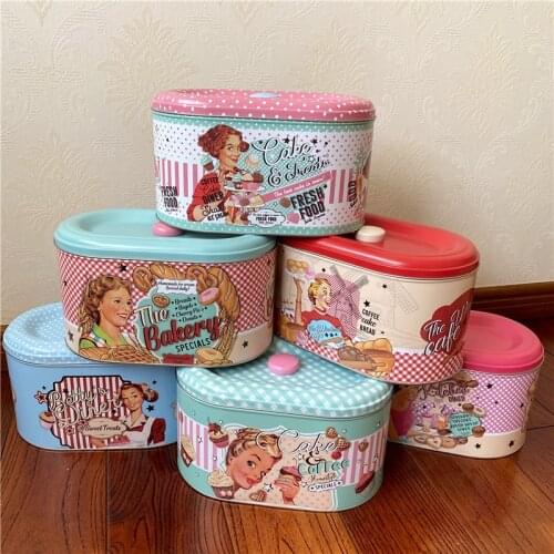 2pcs/set Home Table Candy Biscuits Coffee Tea Bag Storage Box & Bins Vintage American Girl Style Sugar Jars with Lid S M