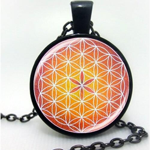2020 Fashion flower of life OM pendant necklace mandala Glass Cabochon Necklace art picture handmade jewelry