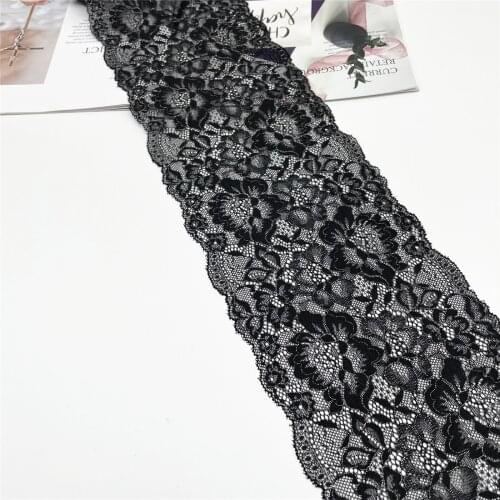 3y/Lot Width 15cm Black Silver Elastic Stretch Lace Trim For Lingerie Sewing Craft DIY Apparel Fabric Garment Accessory Bjd