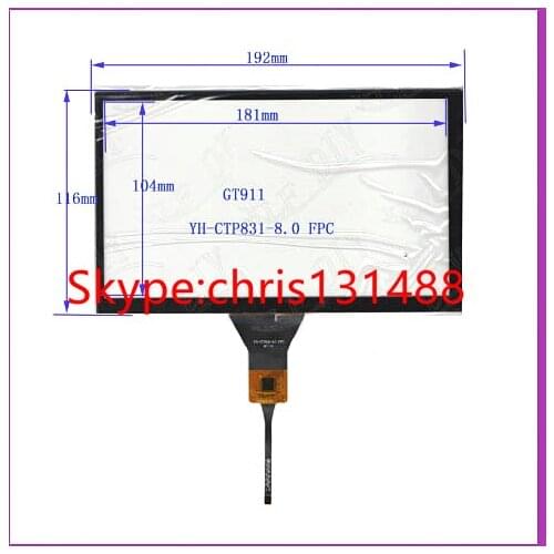 Car DVD navigation 8 inch capacitive touch screen screen / 192 * 116/6 line touch screen / GT911 6P cable