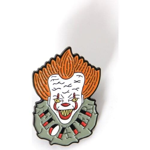 Horror Movie Stephen Kings IT Clown Pennywise Enamel Alloy Badge Brooch Pin Clothes Lapel bag Backpack Hat Accessories