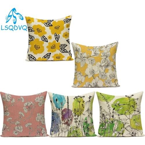 Decorative Throw Pillows Case Floral Flower Polyester Pillow Cushion Cover for Sofa Home Living Room Decoration Pillowcase