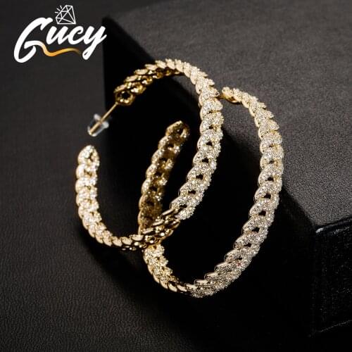 GUCY Minimalist Gold Silver Color Metal Large Circle Geometric chainRound Big Hoop Earrings for Women Girl Wedding Party Jewelry