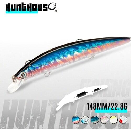 Hunthouse floating minnow fishing lure 148mm 22.8g tide slim wobblers minnow hard bait isca sea bass leurre brochet beach fish
