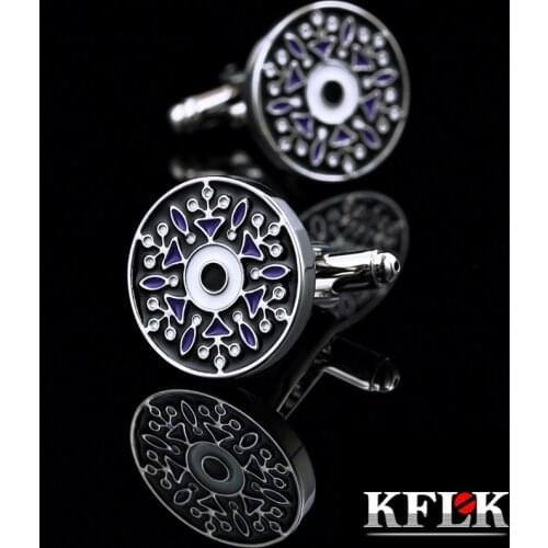 KFLK Jewelry French shirt cufflinks for mens Brand Round Cuff link Wholesale Button Male Wedding High Quality guests