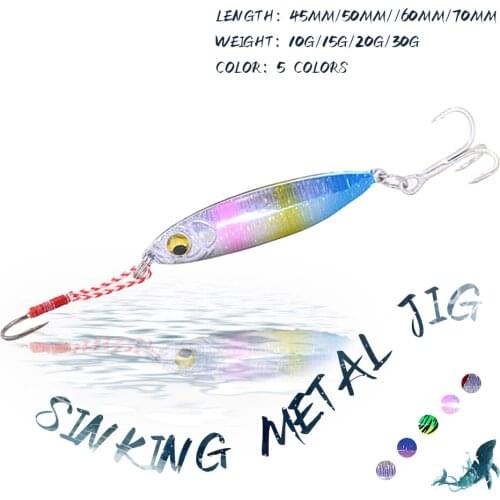 KoKossi 1PCS Fishing Hard Lures 10G/15G/20G/30G Metal Artificial Bait Treble Hook Pesca Winter 3D Eyes Sinking Fishing Tackle