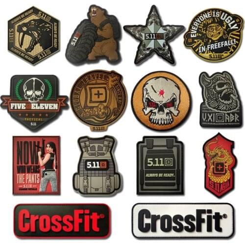 CrossFit 511 Sport Backpack Sticker 3D Velcro Tactical Vest Patches Army Military PVC Armband Waterproof Clothing Bag Appliques