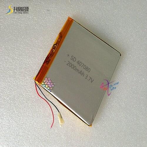 3.7V 2000 mAh Polymer Lithium Battery LiPo For GPS Tablet PC 407080