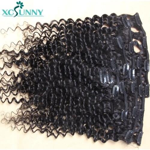 Kinky Curly Clip Ins Human Hair Clip In Extensions Remy Mongolian Natural Hair 120g/140g/240g 8Pcs/Set 10Pcs/Set xcsunny