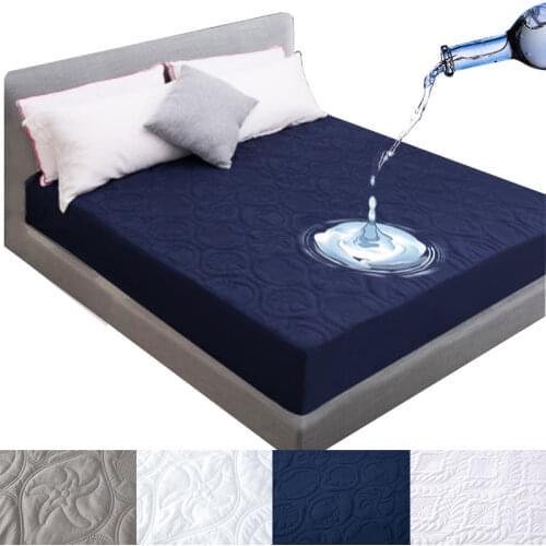 100% Waterproof Elastic Fitted Sheet Super Throw Quilted Embossed Mattress Protector for Bed and Sofa Cover, Luxury Home Decor