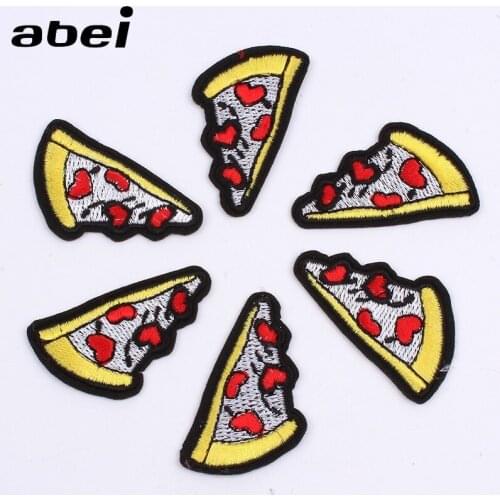 50pcs/lot Pizza Embroidery Patches Letters Clothing Decoration Accessories Diy Iron Heat Transfer Applique Applique Clothes