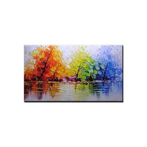 Color Tree Hand-painted Modern Flower Artwork Abstract Floral Oil Paintings on Canvas Wall Art for Home Decorations Wall Decor