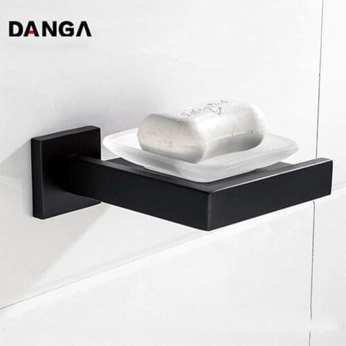 Black Soap Dish Kitchen Soap Holder Wall Mounted Soap Storage Rack Stainless Steel Storage Box Shower Shelf Bathroom Accessories