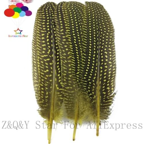 Natural 10-100 pearl nest forest 15-20CM (6-8 inches) feathers dyed yellow DIY craft hand jewelry feathers