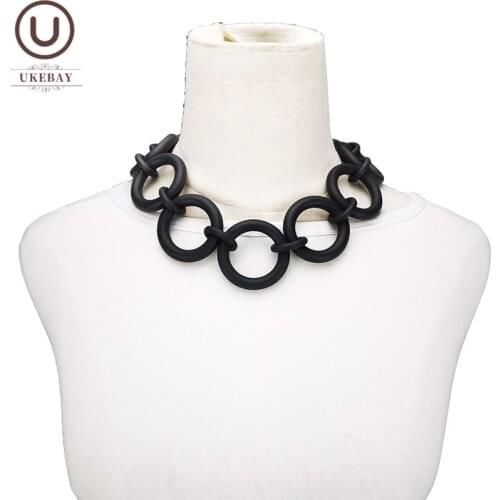UKEBAY New Handmade Choker Necklaces Black Sweater Chains For Women Vintage Clothing Jewelry Accessories Rubber Pendant Necklace