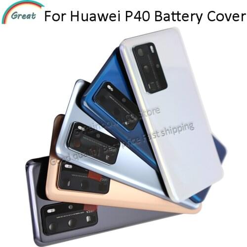 New For Huawei P40 Battery Back Cover Door Rear Housing Case Assembly + Camera lens For Huawei P40 ANA-NX9 LX4 Back housing