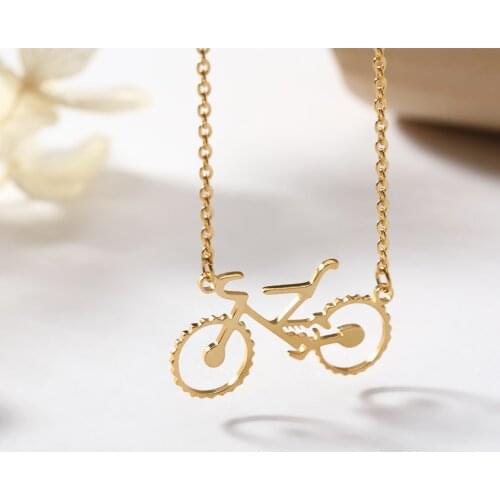 Bicycle Necklaces & Pendants Collier Charm Men Gold Chain Necklace For Women Male Current Stainless Steel Trendy Bijoux Jewelry