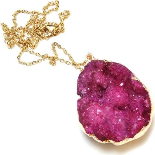 Natural Stone Agated Pendants Nckalace With Chain Charm for Jewelry Necklace Accessories Gift for Women 30x40-35x45mm