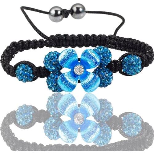 QianBei High Quality Mixed Color Rhinestone Flower Charm Crysal Ball Bracelet&Bangle For Women Jewelry