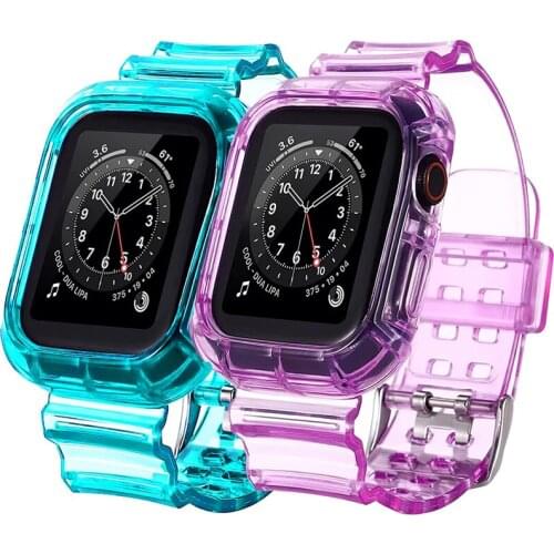 Transparent Rubber Silicone Strap for Apple Watch Series 6 5 4 3 2 SE Band 40mm 44mm for iwatch 5 4 3 Waterproof Strap 38mm 42mm