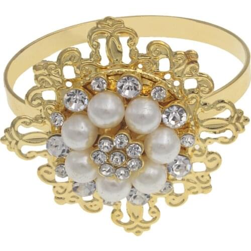 Rhinestone Napkin Ring for Luxury Table Wedding Servetringen Decoration Gold Silver Metal Ring