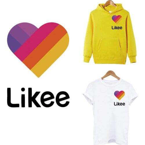 Likee app Patches Sticker On Clothes Heat-sensitive DIY Women T-shirt Hoodies Iron On Transfers For Clothing Rainbow Heart Patch