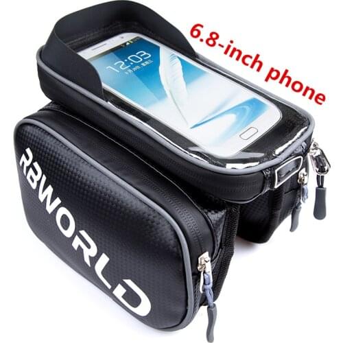Bicycle Frame Front Head Top Tube Waterproof Bike Bag&Double IPouch Cycling For 6.8 in Cell Phone Bike Accessories Touch Screen