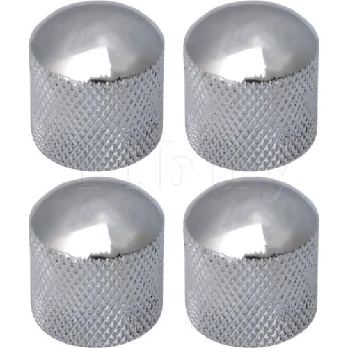 Yibuy 4x Chrome Metal Dome Knobs For Electric Guitar Pickup